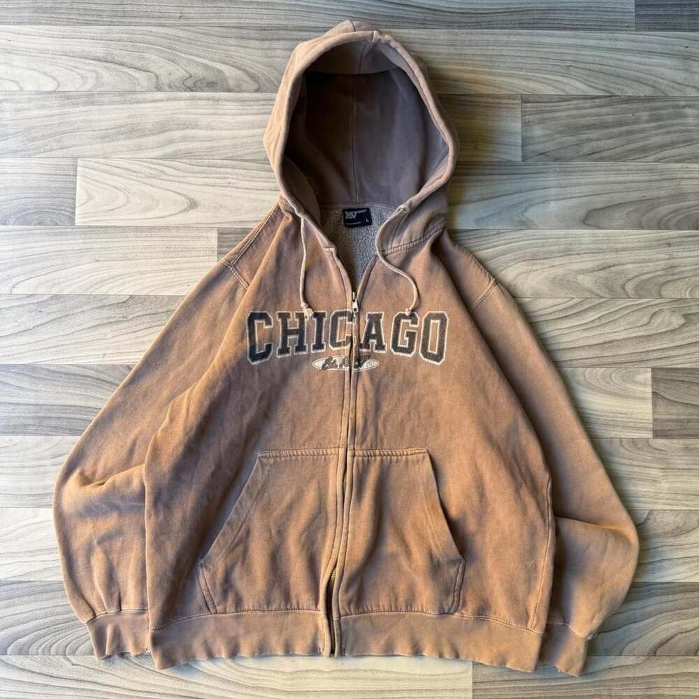 MV Sport Chicago Zip Up Hoodie Brown Size L
